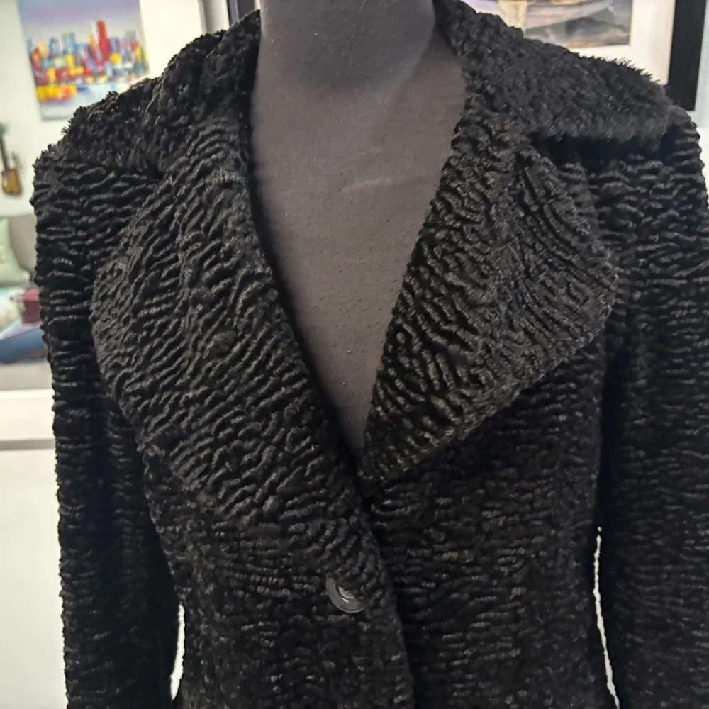 ❤️Vintage 90’s Marvin Richards Faux Persian Lamb Coat-Sz S - Picture 5 of 8